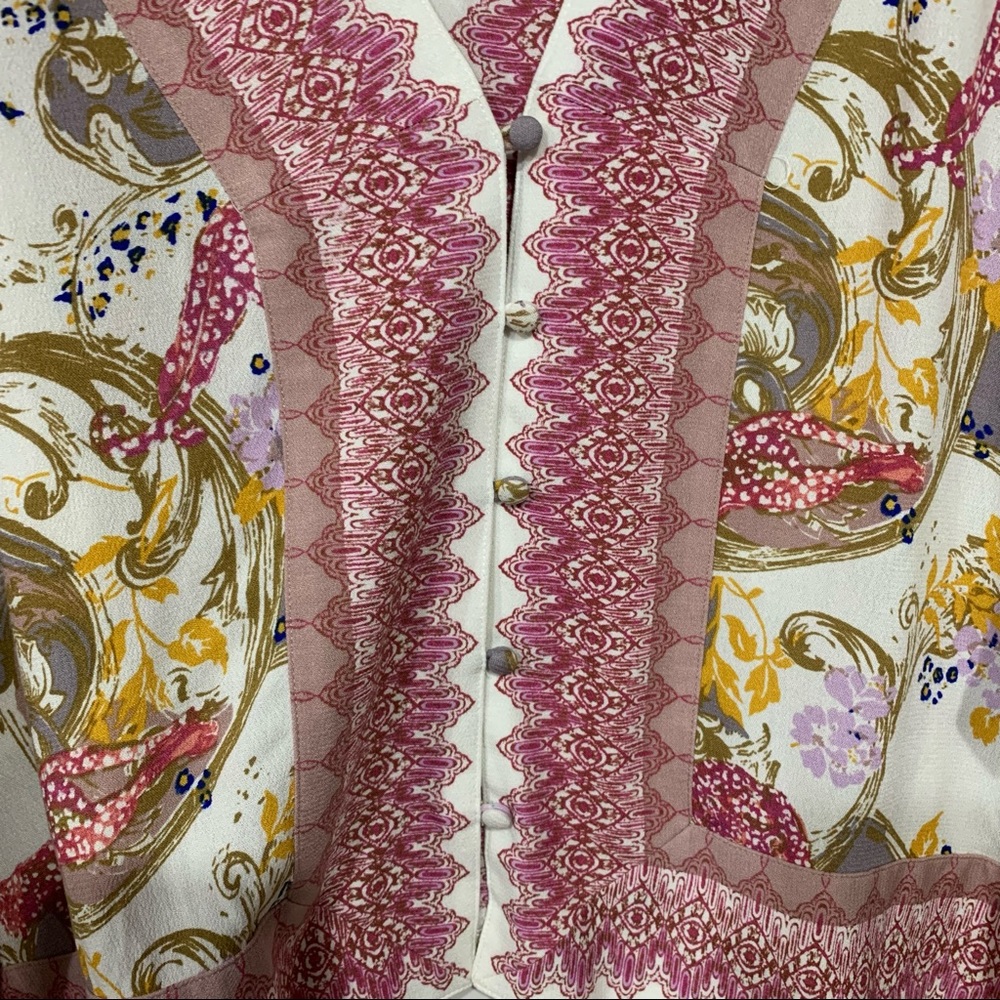 Free People Catch Me If You Can Coquette Feminine Floral Print Blouse M - Picture 4 of 14